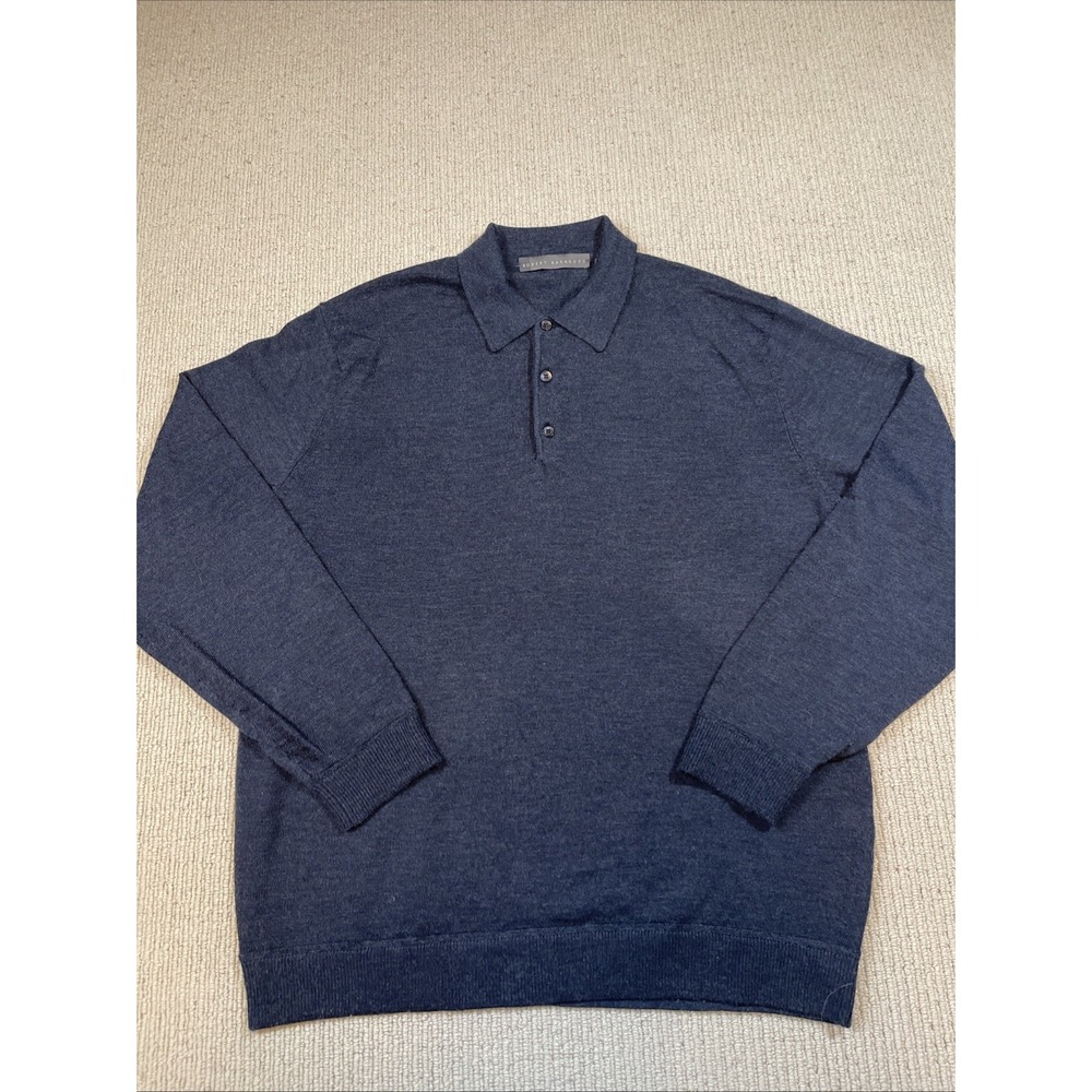 Robert Barakett Men's Large 1/4 Button Pullover Cashmere Silk Wool Sweater